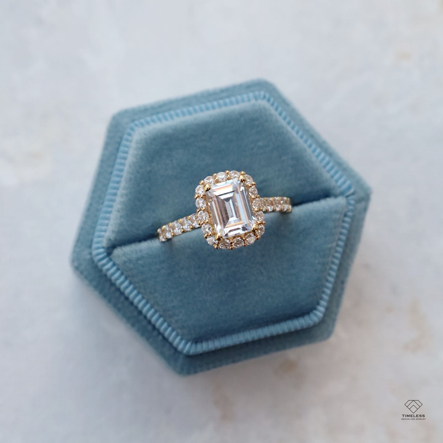 Custom Emerald Cut Diamond Engagement Ring in Salt Lake City by Timeless Design and Jewelry