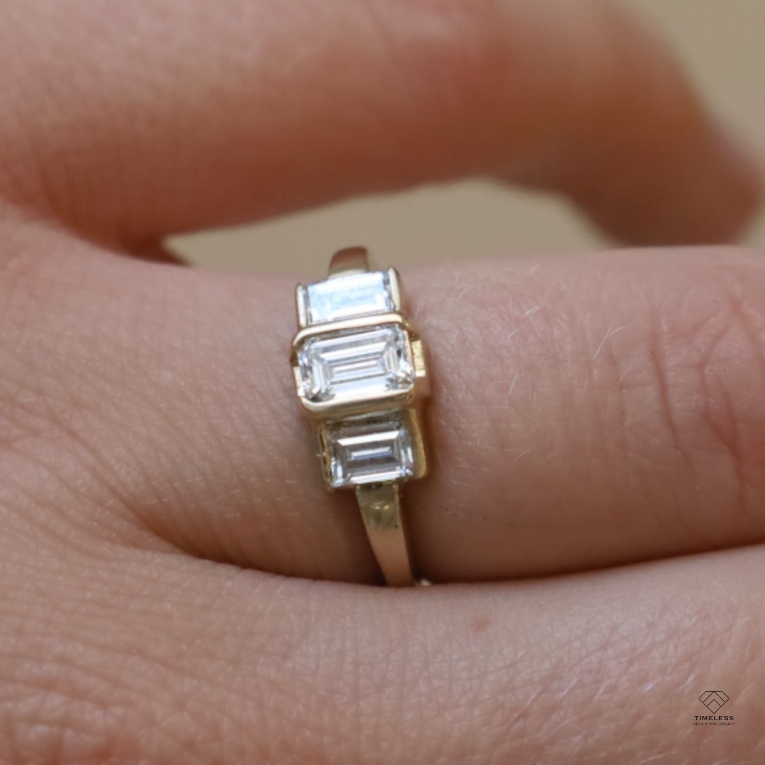 Custom Gold Emerald Cut Diamond Engagement Ring in Salt Lake City by Timeless Design and Jewelry