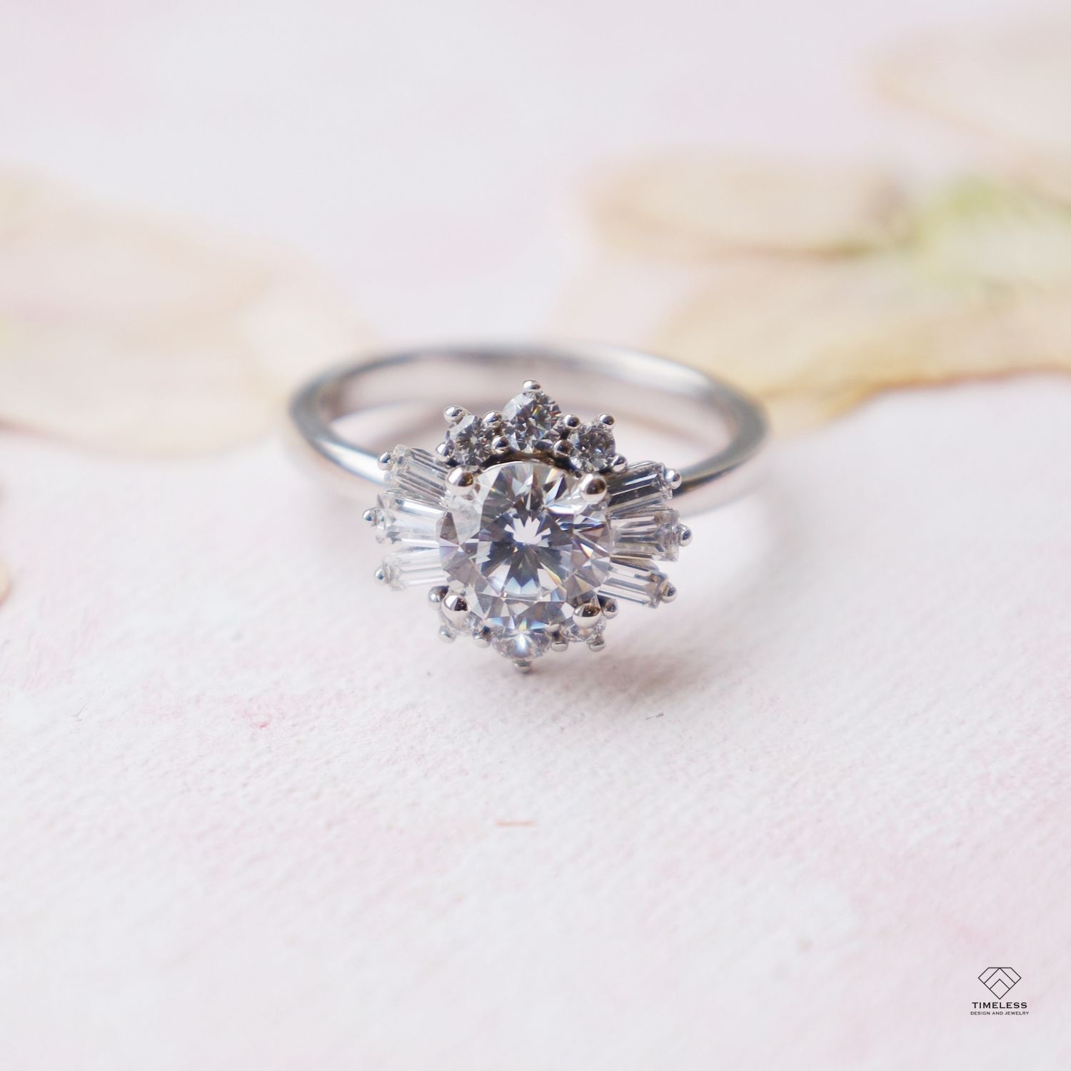 Custom Round Cut Diamond & Accent Diamonds Engagement Ring in Salt Lake City by Timeless Design and Jewelry